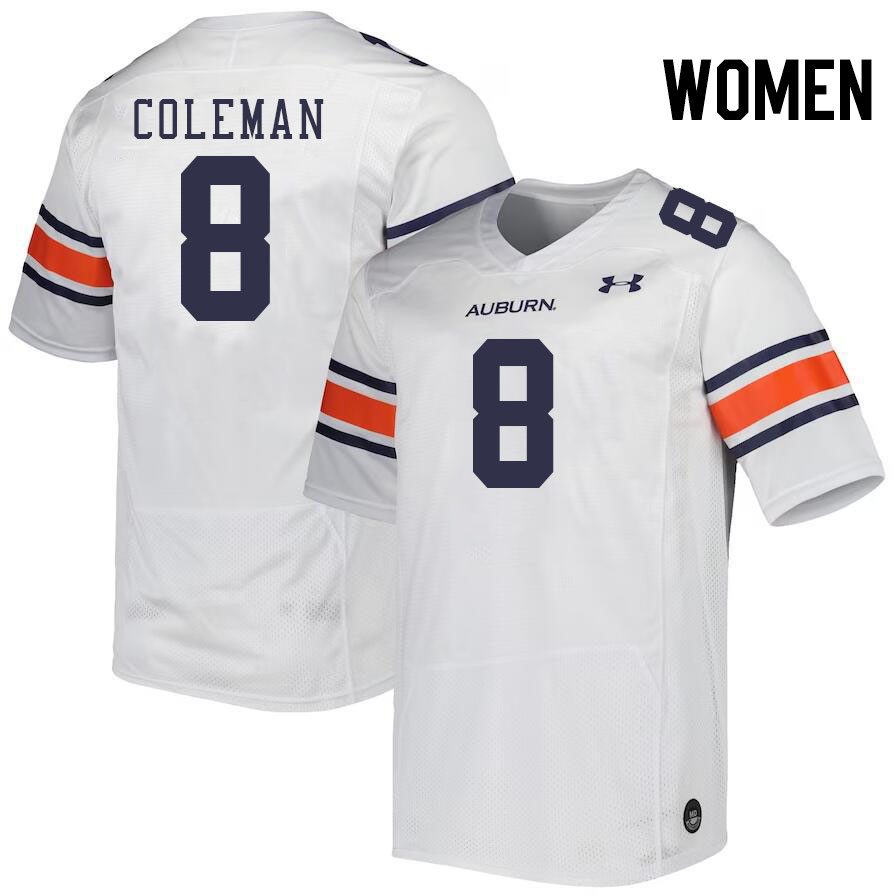 Women #8 Cam Coleman Auburn Tigers College Football Jerseys Stitched-White